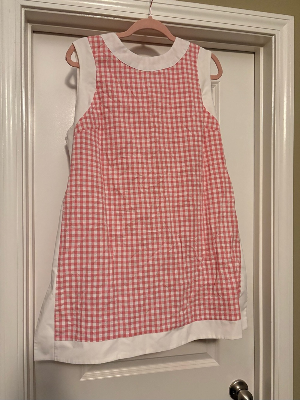Women’s Gingham Sleeveless A-Line Dress - Pink - Picture 2 of 5